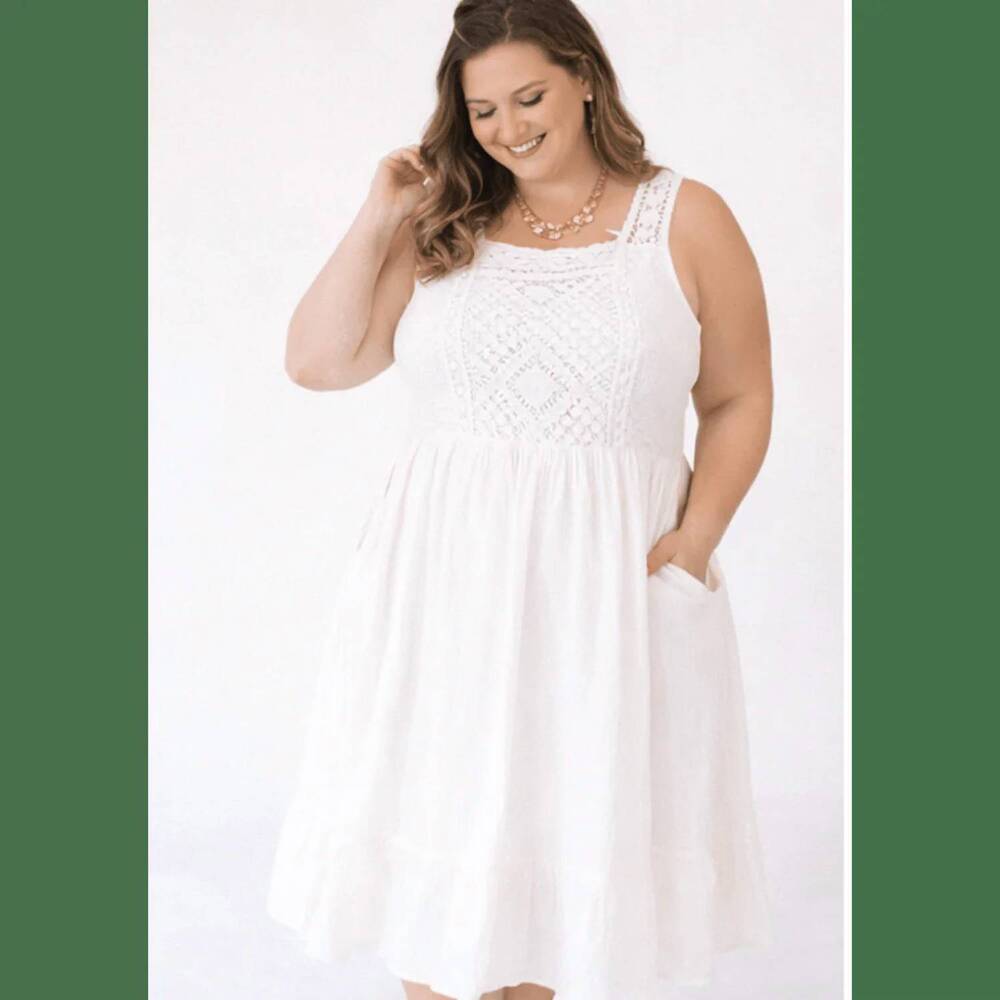 NEW HAHA MAMA crochet dress in white - Picture 3 of 4